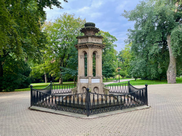 An ancient fountain in the park in the Teplice