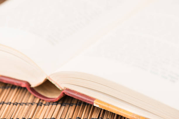 istock Closeup of open old vintage novel 178444276