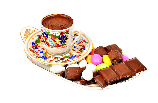 istock cup of Turkish coffee with chocolate, on white background 178444340