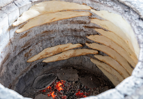 Traditional brick oven with  Shoti bread. Georgia