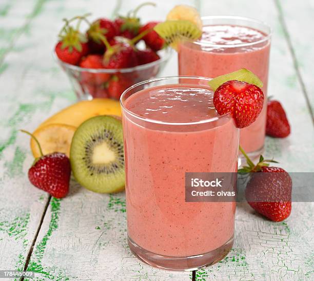 Smoothie Of Strawberries And Kiwi Stock Photo - Download Image Now - Color Image, Dessert - Sweet Food, Drink