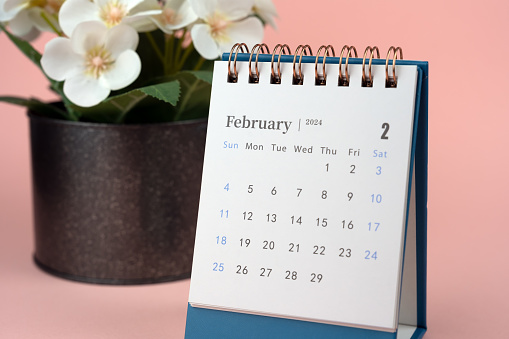 Desk calendar February 2024