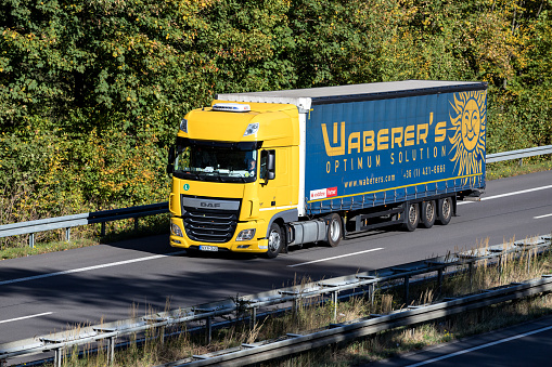 Wiehl, Germany - October 13, 2018: Waberer’s truck on motorway