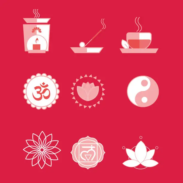 Vector illustration of ICONS YOGA SET ILLUSTRATION VECTORIAL