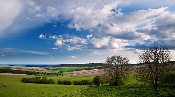 istock Stunning landscape with stormy sky over rural hills 178447708
