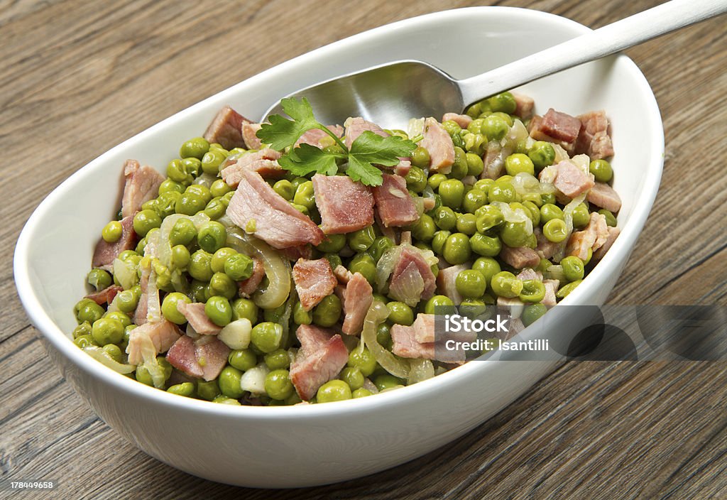 peas with  ham fresh peas with diced ham Green Pea Stock Photo