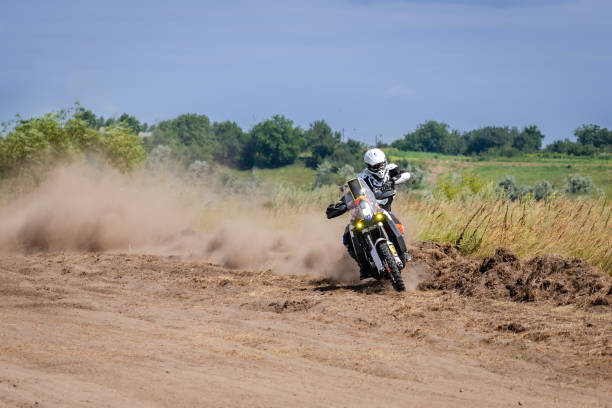 istock Extreme Motocross track. Riding on dust track 1784499588
