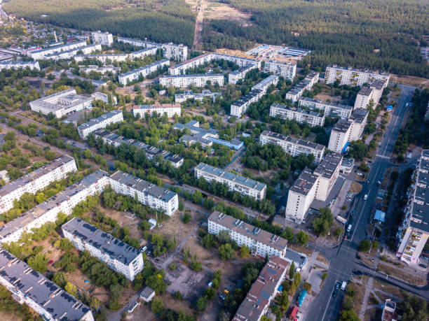 istock View on the small city in Ukraine from a height 1784501728