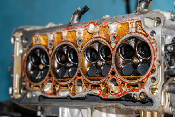 istock Cylinder head with valves. Automotive, cylinder head servicing 1784502276