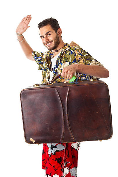 alors longtemps - travel suitcase hawaiian shirt people traveling photos et images de collection