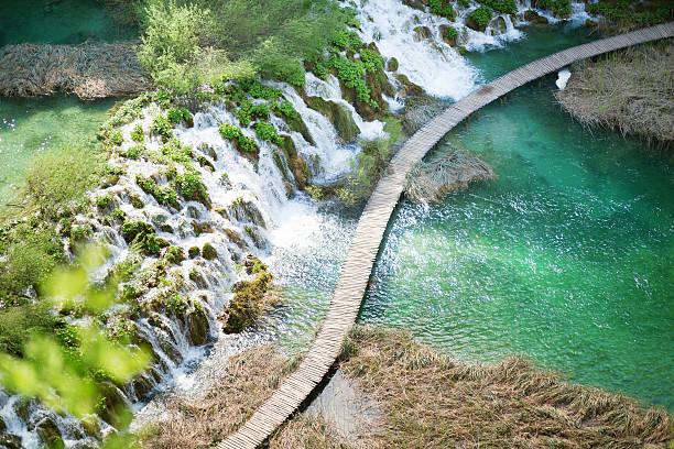 istock Wooden tourist path in Plitvice lakes park 178451999