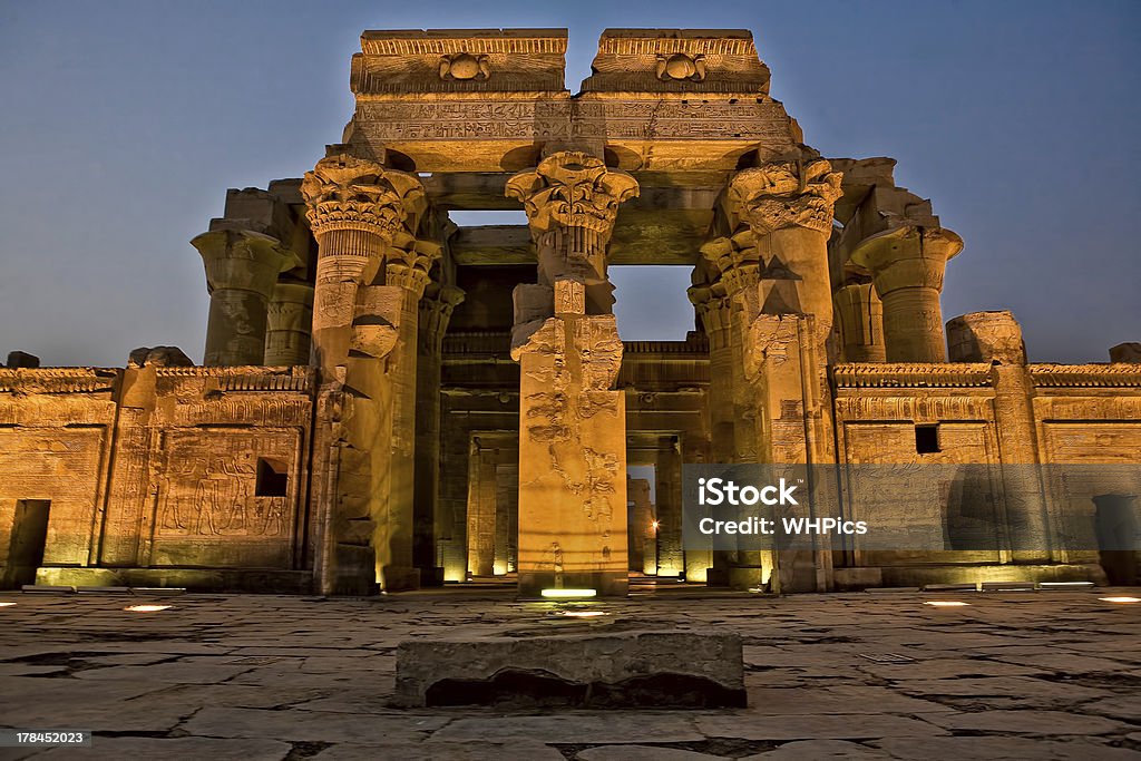 Facade of Kom Ombo Temple by night Egypt. Kom Ombo. Temple of Sobek and Haroeris built during the Ptolemaic dynasty Temple Of Kom Ombo Stock Photo