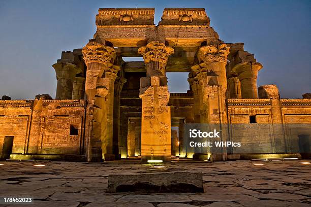 Facade Of Kom Ombo Temple By Night Stock Photo - Download Image Now - Temple Of Kom Ombo, Egypt, Night