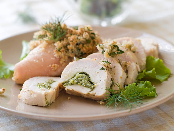 Stuffed chicken breast stock photo