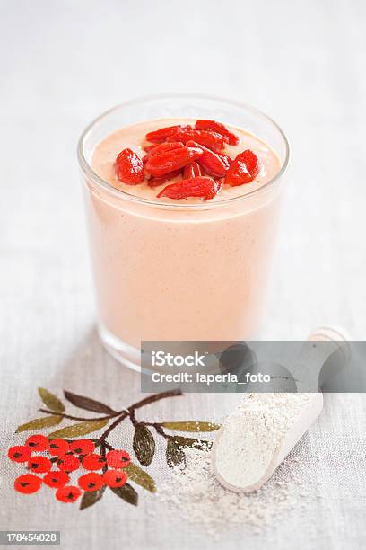 Smoothie In A Glass Topped With Berries Stock Photo - Download Image Now - Antioxidant, Berry Fruit, Bran