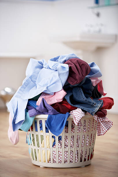 istock basket of dirty washing in bathroom 178455441