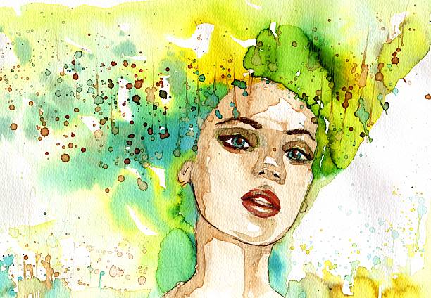 green woman vector art illustration