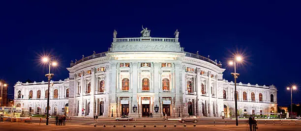 Photo of Exterior night view of the majestic Burgtheater in Vienna