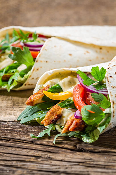 istock Kebab in a pancake with vegetables and chicken 178456905