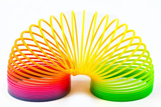 Slinky Toy isolated over a plain white background.