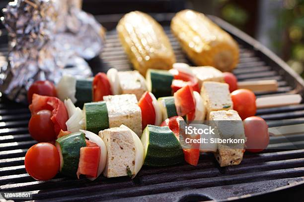 Food Vegetarian Barbecue Vegetables And Tofu Kebabs Stock Photo - Download Image Now