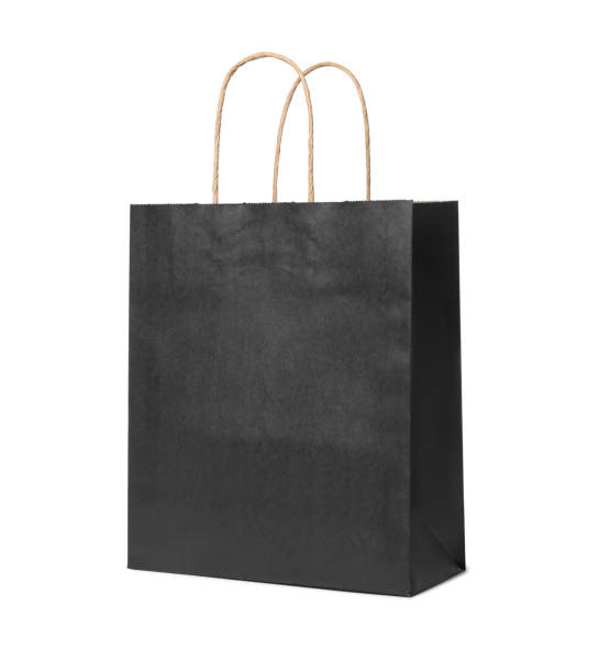 istock Black gift paper bag on white background 1784592835