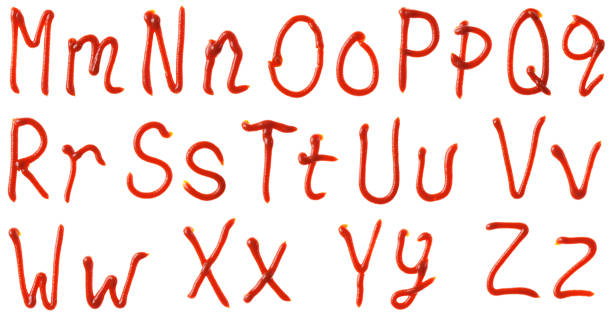 istock Alphabet letters made from tomato, ketchup syrup are isolated 178460073