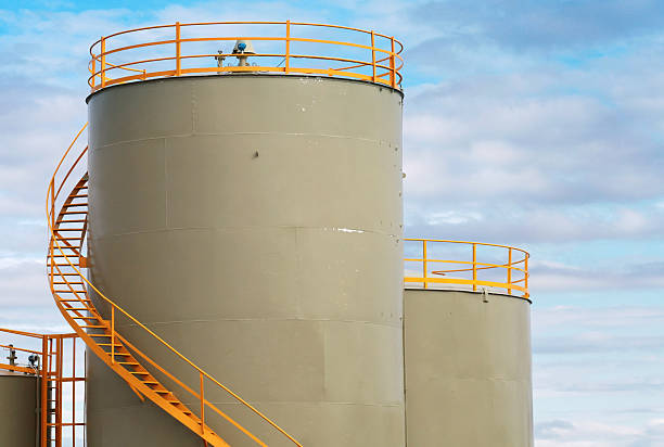 istock Gray cylindrical fuel tanks 178460127