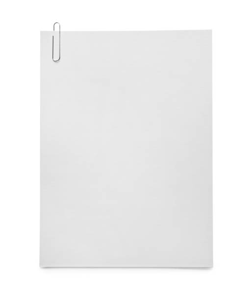 istock Blank sheets of paper with clip on white background, top view 1784602133