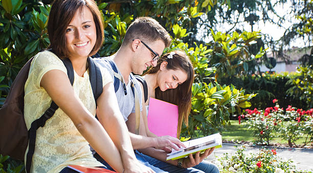istock Group of students in a park 178461140