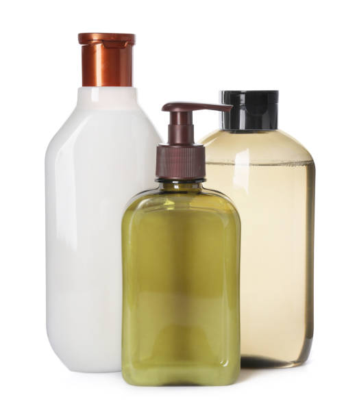 istock Different bottles of shampoo on white background 1784628108