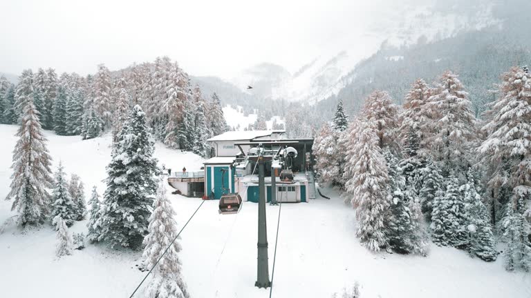 Furnes Cable Car to Seceda Italian Alps Dolomites Drone Footage