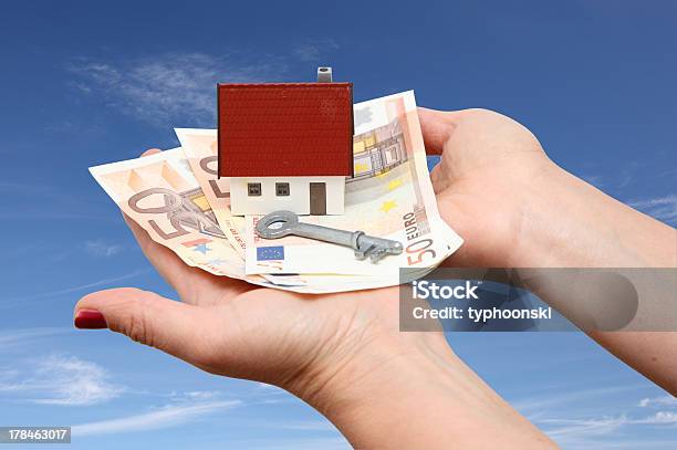 House With Money And Key Stock Photo - Download Image Now - Built Structure, Concepts, Concepts & Topics