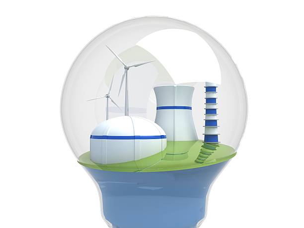 istock Wind turbines and atomic station in the bulb 178463958