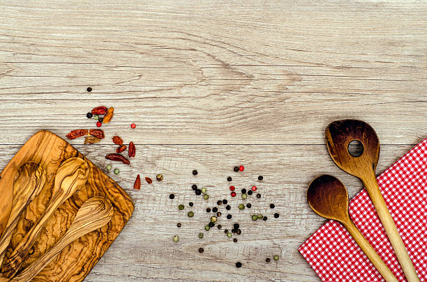 istock Wooden cooking spoon an checkered napkin 178465944