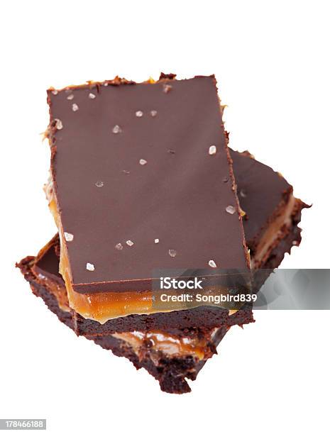 Salted Chocolate Caramel Brownies Stock Photo - Download Image Now - Caramel, Salt - Seasoning, Baked