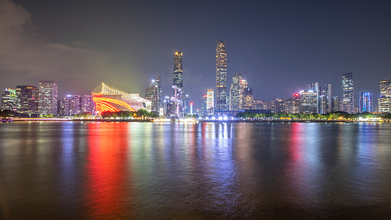 Night View of Urban Architecture Skyline in Guangzhou, China