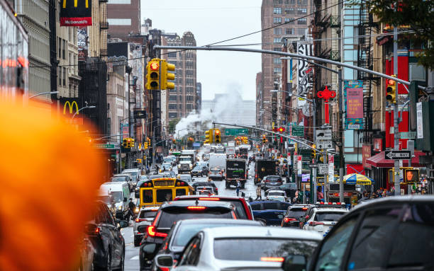 Manhattan traffic, New York City stock photo