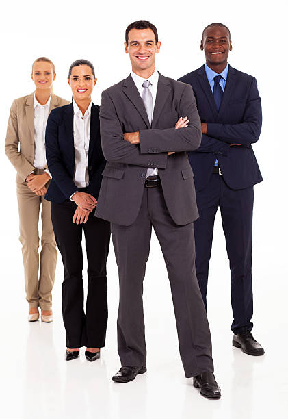 istock A group of four business people with a white background 178468983