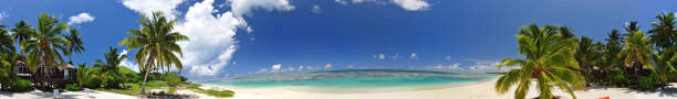 istock XXL panorama - Beach with palm trees on Aitutaki 178470882