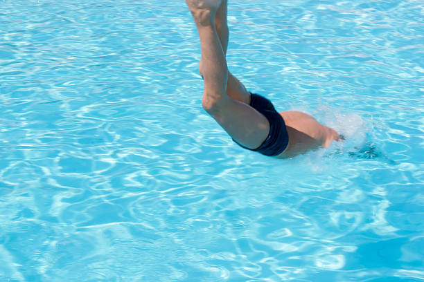 istock Activities on the pool. Boy diving in swimming pool 178471686