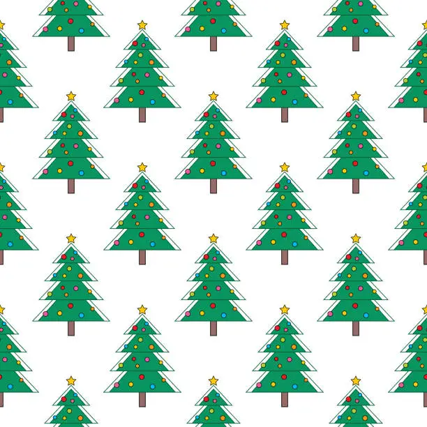 Vector illustration of Graphic Christmas Trees Seamless Pattern