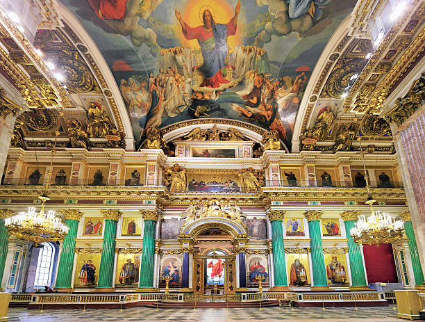 saint isaac katedra w sankt petersburg, rosja - cathedral st petersburg indoors fresco zdjęcia i obrazy z banku zdjęć