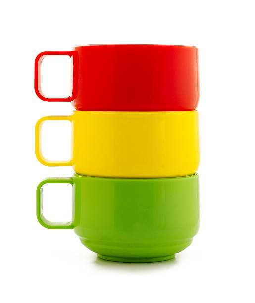 Colored cups stock photo