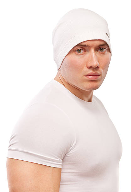 istock Powerful sportsman in white cap 178474488
