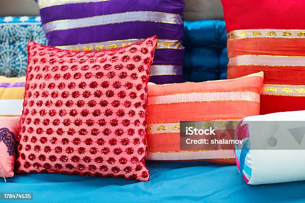 Decorative Pillows Stock Photo - Download Image Now - Bedroom, Colors, Decoration