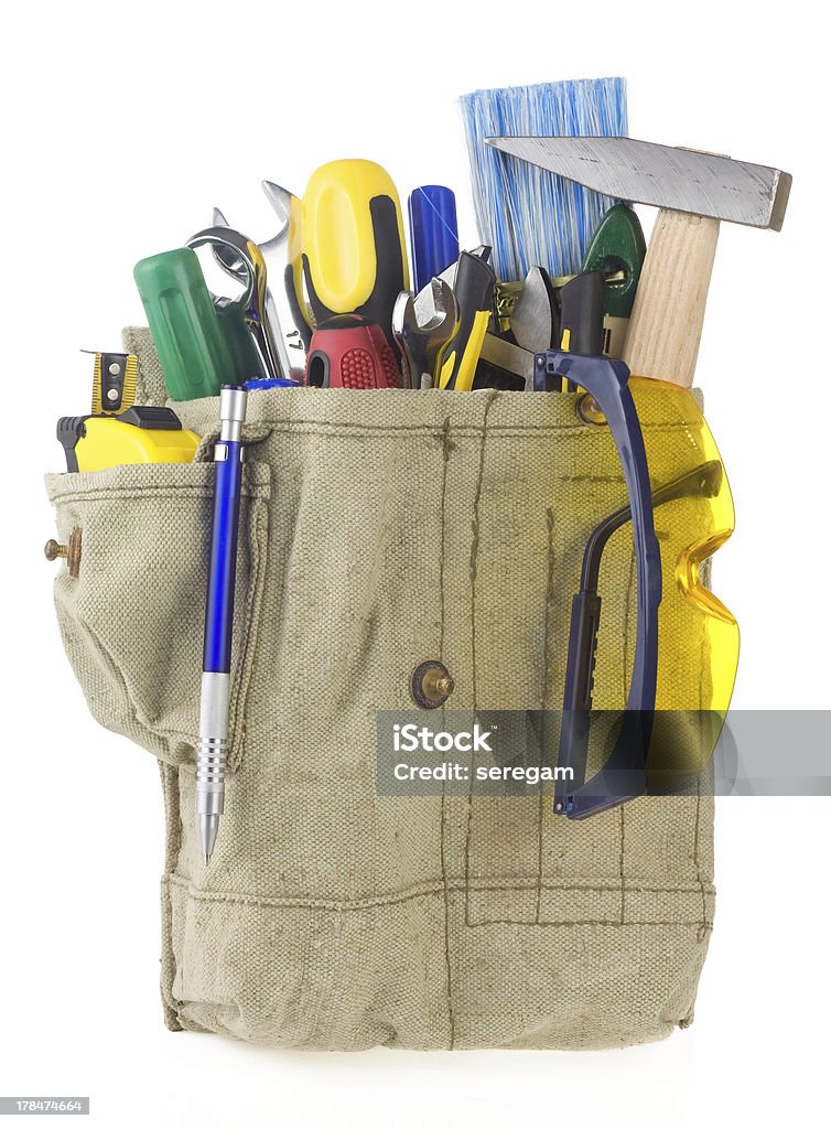 Tools In Belt Bag Isolated On White Stock Photo - Download Image Now ...