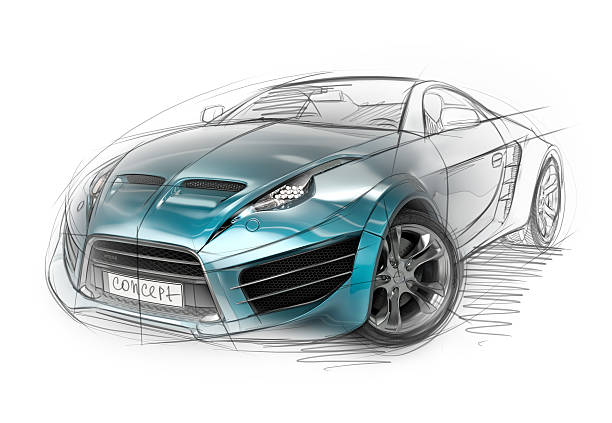 ilustraciones, imágenes clip art, dibujos animados e iconos de stock de concepto car boceto - coche del futuro