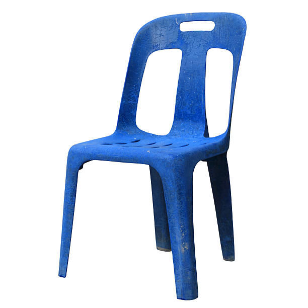Grunge plastic blue chair isolated on white