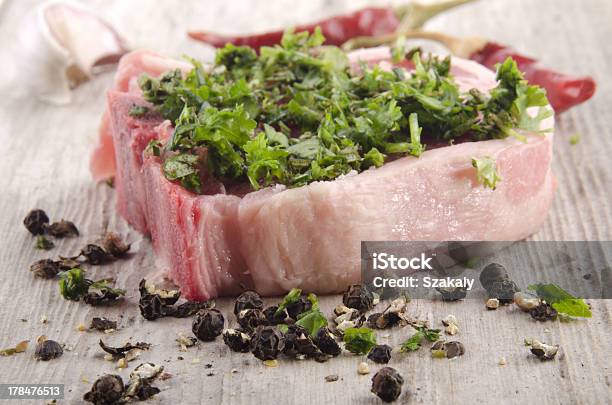 Pork Chop With Pepper And Parsley Stock Photo - Download Image Now - Cutlet, Fat - Nutrient, Freshness